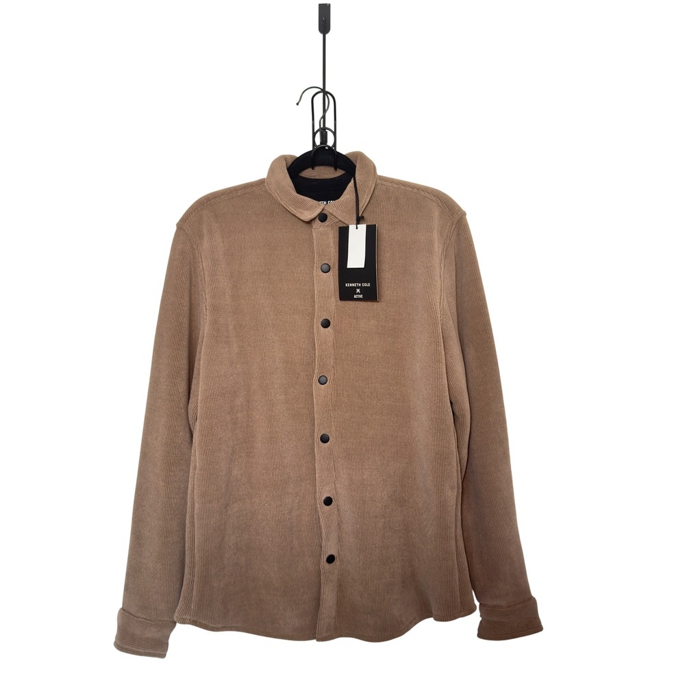Kenneth Cole Active Medium Beige Tan Corduroy Soft Shacket Layering Quiet Luxury
